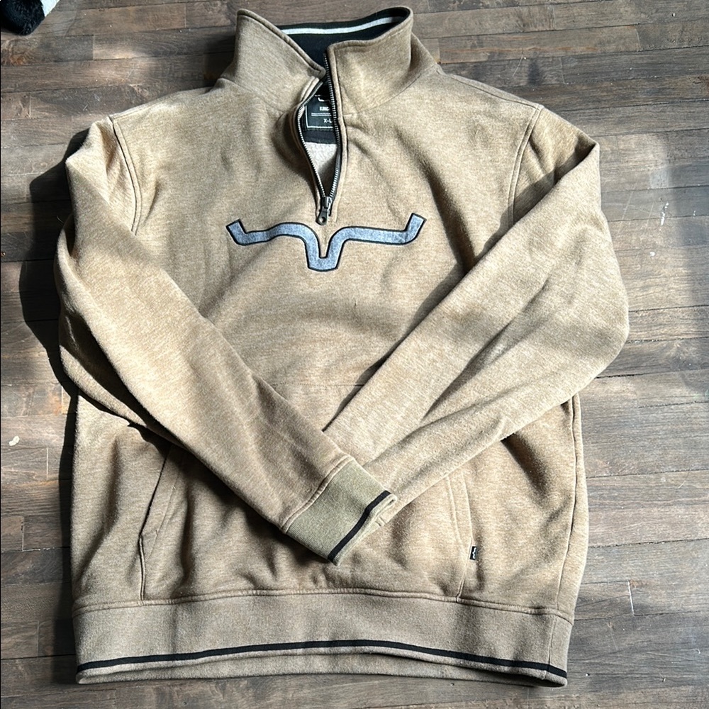 Men's Tan Sweater with Embroidered Logo